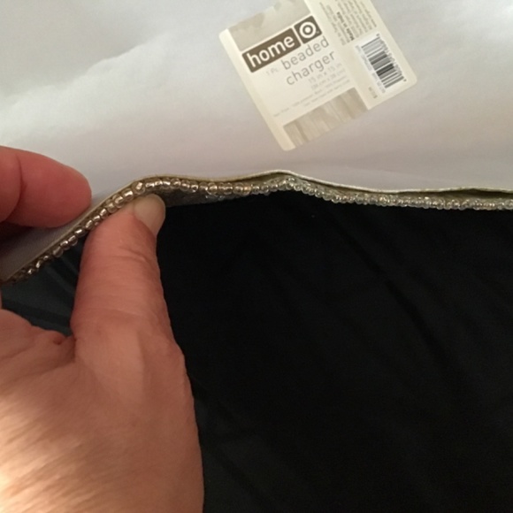 Home 15 inch square Beaded and Sequined Chargers, set of 2 - Picture 9 of 11